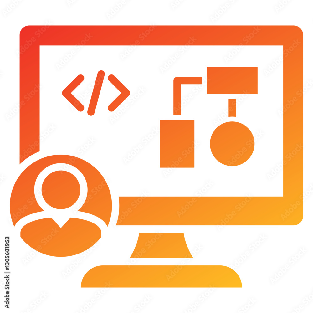 Poster software engineer glyph gradient icon