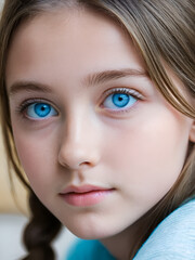 Fototapeta premium A close up of a young girl with blue eyes