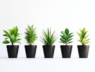 Contemporary Botanical Collection of Trendy Indoor Plants in Designer Ceramic Planters Studio Photography
