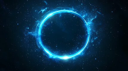 Abstract futuristic blue glowing ring frame background. Celestial - Sky. Illustration