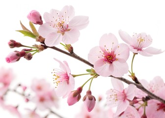 Obraz premium Delicate cherry blossoms with a gentle breeze, showcasing their beauty and fragility in a serene setting.