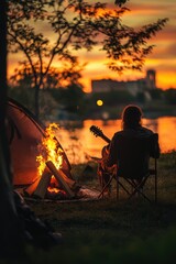 People reset relaxing in campsite outdoors with beautiful nature settings.