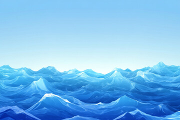 Obraz premium A series of overlapping, wavy blue shapes resembling ocean waves against a white background, creating a serene and abstract seascape.