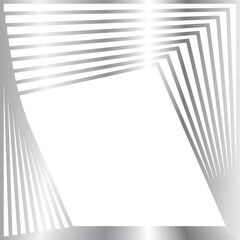 Square dynamic with metallic glowing silver, banner, frame, symbol