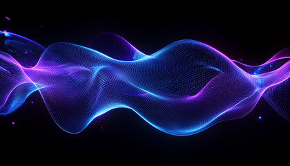Futuristic cyberpunk neon blue and purple digital waves