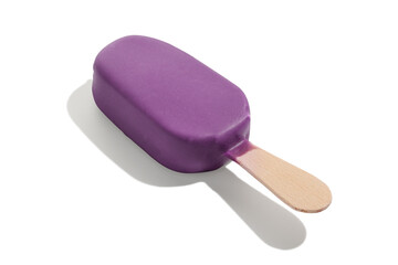 Purple ice cream on a stick isolated on white background
