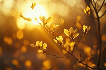 Obraz premium Sunlit blossoms in nature capturing the beauty of spring outdoor photography warm atmosphere close-up perspective