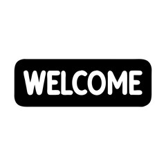 a welcome sign on a black rectangular background with the word welcome in a playful font vector illustration