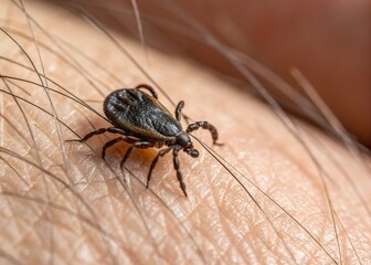 Obraz premium Tick on human skin macro