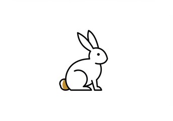 Minimalist cartoon rabbit on white background with clean lines
