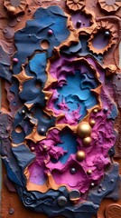 Sculptural Clay Nebula Art. Abstract Texture. Warm Autumn Colors. Cosmic Design. Generative AI.