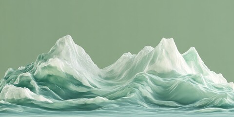 Ocean Wave on Green Background
