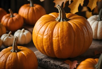 Rustic Pumpkins Background with Warm Tones