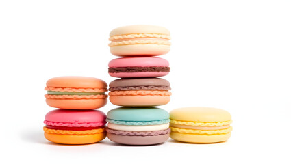 Fototapeta premium colorful macarons stacked in a visually appealing arrangement 