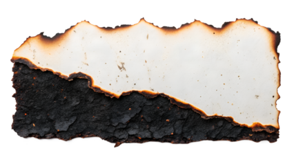 Burnt paper edge with charred and scorched texture isolated on transparent background