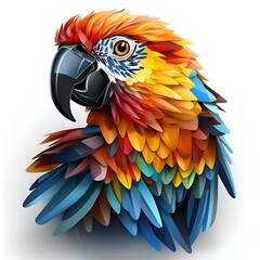 Obraz premium Close up of a Vibrant Red Macaw A Detailed Digital Painting