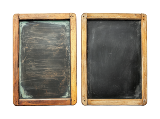 Retro angle classroom chalkboard. Isolated on transparent background, png.