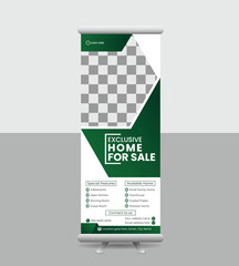 real estate modern roll up or pop up banner design template for advertising