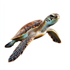 A sea turtle swimming underwater.