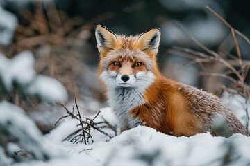 Fox in Snowy Forest
