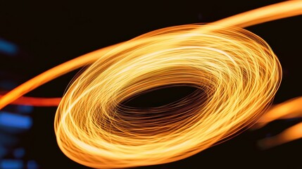 Creating dynamic light trails artistic photography of circular sparks studio abstract imagery dark background creative concept