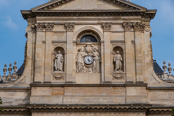 West facade of Chapelle Sainte-Ursule de la Sorbonne on the Sorbonne square (Place de la Sorbonne), Latin Quarter. Paris. France.