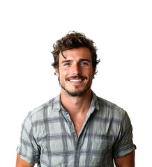 Obraz premium Smiling man portrait confidence. Isolated on transparent background, png.