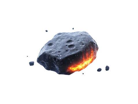 asteroid 3D, craters glowing edges