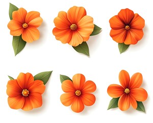 Obraz premium Orange flowers, white background, floral design