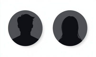 Male and female face silhouette or icon. Man and woman avatar profile. Unknown or anonymous person. Vector illustration. 
