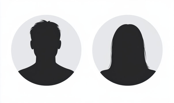 Male and female face silhouette or icon. Man and woman avatar profile. Unknown or anonymous person. Vector illustration. 
