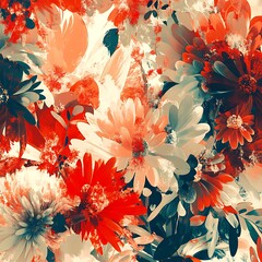 Vibrant floral bouquet, abstract art