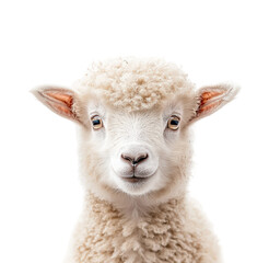 Fototapeta premium Playful lamb portrait farm animal. Isolated on transparent background, png.