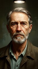 Obraz premium Mature man lit dramatically in oil painting style portrait