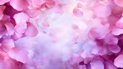 Fototapeta premium Delicate pink petals drifting softly, evoking whimsical, ethereal garden landscape
