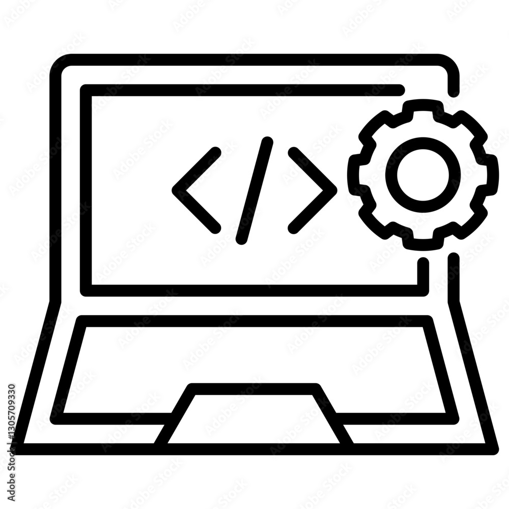 Poster software development line icon