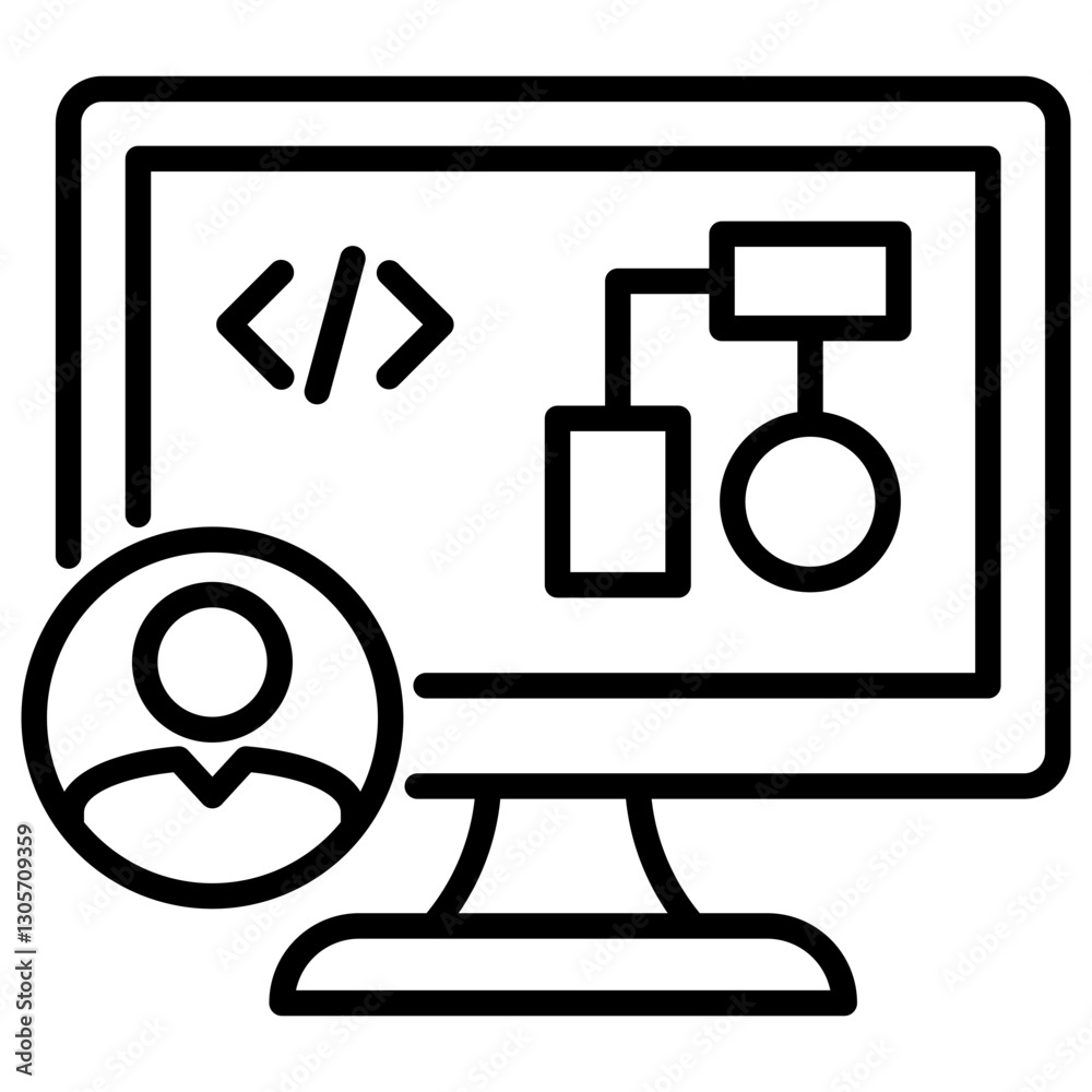 Poster software engineer line icon