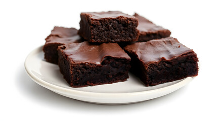 delicious, freshly baked brownies arranged on a small, round plate, ready to be enjoyed