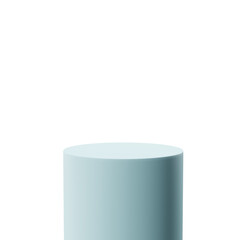 3d rendering realistic minimal round or cylinder shape geometric blue pastel color podium for product showcase and advertisement