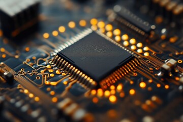Technology innovation represented by microchip detail