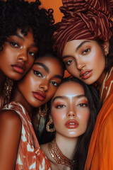 Obraz premium Beauty influencers contemporary, beauty fashion trends, mocha mousse color