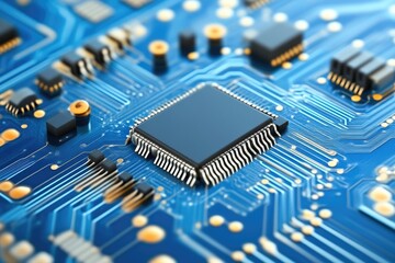 Close-up of microchip in electronic devices