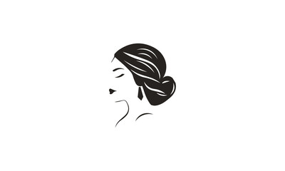 woman with a messy bun hairstyle logo design