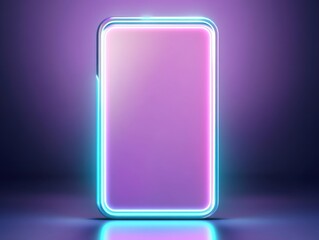 Futuristic smartphone mockup concept with glowing neon outline featuring vibrant pink and blue hues on a sleek design perfect for digital advertising and technology-themed projects