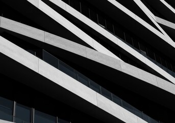 Obraz premium Modern architectural abstract: geometric patterns and shadows on building facade