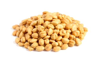 Fototapeta premium a pile of delicious golden soy nuts, perfect for a snack. The soy nuts are roasted and lightly salted