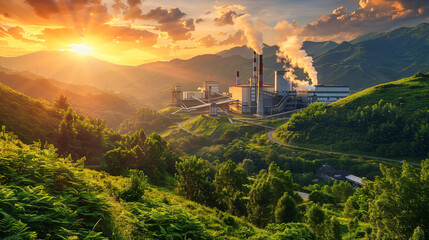 Industrial pollution and carbon tax regulations, balancing economic growth with environmental responsibility. 