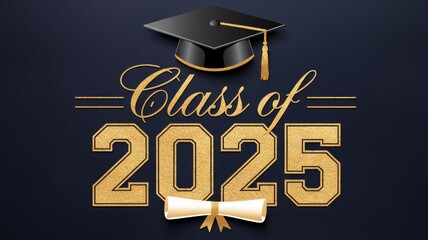 Class of 2025 Refined Graduation Emblem with Gold Typography Generative AI