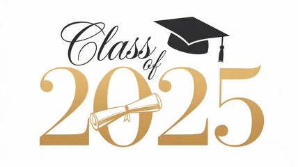 Class of 2025 Refined Graduation Emblem with Gold Typography Generative AI