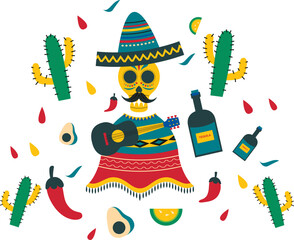 Vector  illustration Cinco De Mayo Sugar Skull